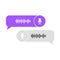 Voice messages bubble icon with sound wave and microphone. Voice messaging correspondence. Modern flat style vector