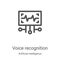 voice recognition icon vector from artificial intelligence collection. Thin line voice recognition outline icon vector