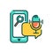 Voice Search mobile application in smartphone color line icon. Pictogram for web page, mobile app, promo. UI UX GUI design element