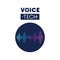 Voice tech label with sound wave