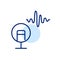 Voiceover icon. Microphone with sound wave. Pixel perfect, editable stroke