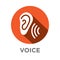 Voiceover or Voice Command Icon with Sound Wave Images