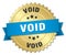 void gold badge with blue ribbon