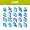 Voip Calling System Isometric Icons Set Vector