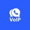 Voip telephony vector icon on blue