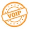 VOIP text on orange grungy vintage round stamp