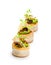 Vol-au-vents puff pastry cases filled with salted squid and oct