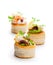 Vol-au-vents puff pastry cases filled with salted squid and oct