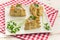 Vol-au-vents shaped like a christmas tree, filled with ragout and topped with fresh parsley