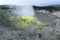 Volcanic activity, sulfur fumarole and hot gas on the slope of Mendeleev volcano, Kuril Islands
