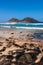 Volcanic basalt rocks on the beach, Calhau Volcano