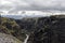 Volcanic canyon in Iceland near Emstrur on the Laugavegur trail