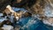 Volcanic cave Grjotagja with a incredibly blue and hot thermal water near lake Myvatn, Iceland