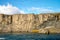 Volcanic cliff canyon at godafoss waterfall, Iceland