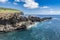 The volcanic cliff near the Ana Kai Tangata bay