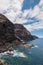 Volcanic Coastline and cliffs in Tijarafe, La Palma, Canary islands, Spain.