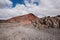 Volcanic crater Montana Bermeja in Lanzarote, Canary islands,