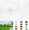 Volcanic eruption. Color by number educational game for kids