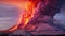 Volcanic eruption in Kamchatka, Russia at sunset. A small volcanic eruption in Mt Fagradalsfjall, Southwest Iceland, AI Generated