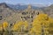 Volcanic formations and golden cottonwoods