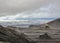 Volcanic formations, mountains, poor moss vegetation and glacier glacier, Kverkfjoll, Highlands of Iceland, Europe