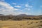 Volcanic hills in the desert landscape of the island of Lanzarote, which is a protected area of UNESCO