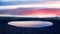 Volcanic lake . Reflection of sky clouds on water