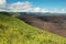 Volcanic landscape of the big crater of Sierra negra volcano in Isabela island