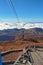 Volcanic landscape with a cable car to the top of the mountain of the Spanish Teide volcano on Tenerife, Canary Islands