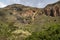 Volcanic landscape of Caldera de Bandama crater with circular hiking trail. Gran Canaria, Spain