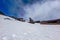 Volcanic landscape covered in Snow