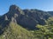 Volcanic landscape and lush pine tree forest, pinus canariensis view from Mirador de la Cumbrecita viewpoint at national