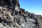 Volcanic lava landscape along the mountain path at the top of the Volcano Teide