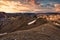 Volcanic mountain hill on Blahnjukur trail in the evening during the summer in Icelandic highlands at Landmannalaugar