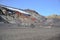 Volcanic mountains of Deception Island, Antarctica. Small sunken timber beams of abandoned whale station, Lost places,