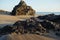 Volcanic rocks on the Puerto del Carmen beach, Lanzarote, Canary Islands, November 2022