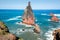 Volcanic rocky formations on Ponta de Sao Lourenco, Madeira (Portugal)