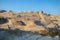 Volcanic texture on Sarakiniko beach in the morning