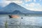 Volcano & boats, Lake Atitlan, Guatemala