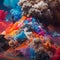 Volcano in Colorful Outburst. Vibrant Volcanic Eruption.