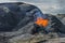 Volcano crater landscape with some lava flow