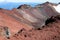 Volcano crater red frozen lava rocks