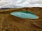 Volcano crater Viti with lake inside at Krafla volcanic area