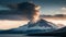 volcano emitting white smoke, cloudy, ash and eruption time lapse background