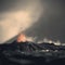 A volcano erupting with a large amount of lava coming out, AI
