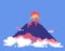 Volcano eruption flat vector illustration. Lava and ash flow.