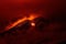 Volcano eruption landscape at night - Mount Etna in Sicily