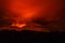 Volcano eruption landscape at night - Mount Etna in Sicily