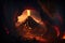 volcano eruption and lava tunnel