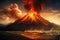 Volcano eruption in the sea at sunset. 3D Rendering, Photo of the volcanic eruption Krakatoa, AI Generated